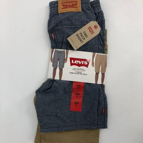 NWT Levi's Men's 2 Pack Slim Fit Pull On  Shorts w/Drawcord. Khaki & Blue. M/8 - Picture 8 of 9